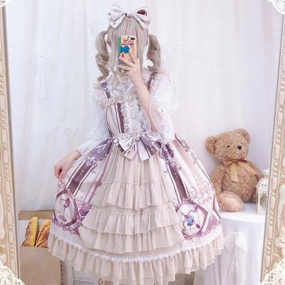 China Chiffon Lolita Print High-waisted JSK Soft Gothic Halter Lolita Punk Dress for sale