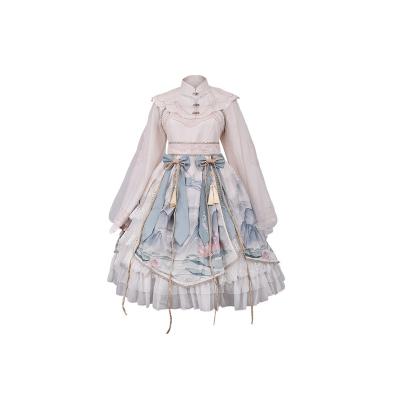 China Breathable Lolita Style Ruffles Sashes Dress China Style Skirts For Girls for sale