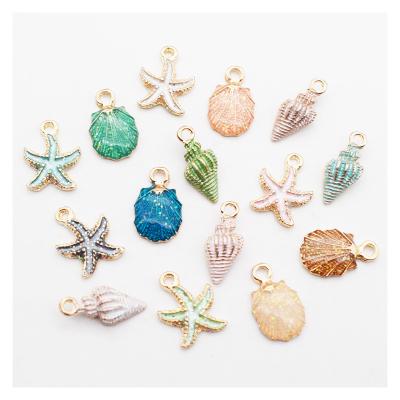 China Wholesale Hot Punk Enamel Sea Shell Starfish Conch Sea Snail Jewelry Charms Pendants Accessories Charm Beads For Jewelry Making for sale