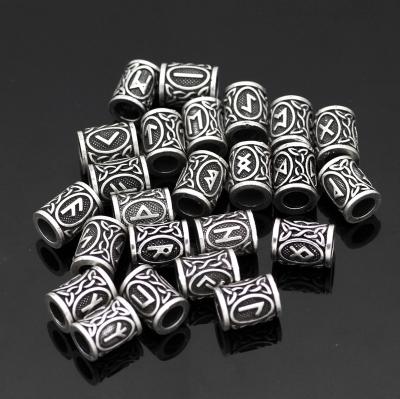 China Hot Vintage Mix 24pcs Braid Accessories Hair Beads Dreadlock Rings Tube Silver Viking Viking Hair Beard Runes Charm Beads For Bracelet for sale