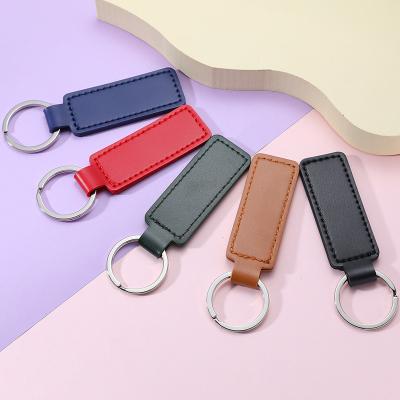 China Simplicity 9 Colors PU Key Chain Car Key Chain Small Metal Double Sided Modern Leather Gift Modern Single Sided Leather Key Chain Pendant KeyChains for sale