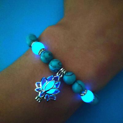 China 2022 TRENDY New Natural Stone Yoga Healing Luminous Glow In The Dark Botus Charm Beads Bracelet For Women Men Prayer Buddhism for sale