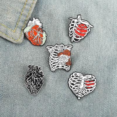 China ALLOY Hot Hallowmas pin enamel for men metal skull brooch badges on clothing wholesale punk pins lapel pin high quality sales for sale