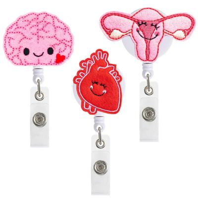 China Popular Cartoon Brain Uterus Retractable Medical Badge Reel Held Retractable Badge Holder For Women Doctor Gifts for sale