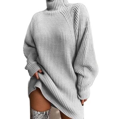 China Anti-wrinkle autumn women's tops 2021 girl knit pullover sweater turtle neck sweater dress for sale