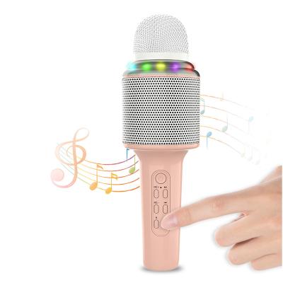 China Handheld Microphone Handheld Karaoke Microphone Wireless Speaker Connect Mobile Phones Singing Machine Multiple LED Sound Effects for sale