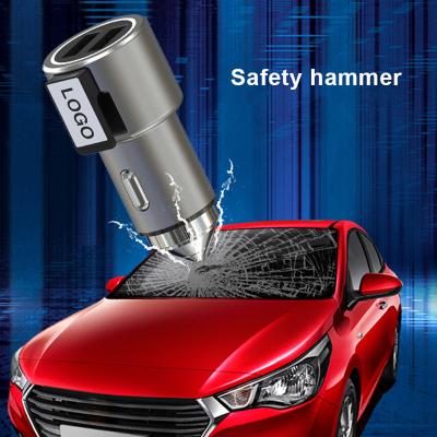 China UniversalÂ   Dual Ports Car Charger Mobile Phone 5V 2.4A Safety Hammer Cutter Zinc Alloy Car Chargers Dual USB Ports Chargers For Car for sale