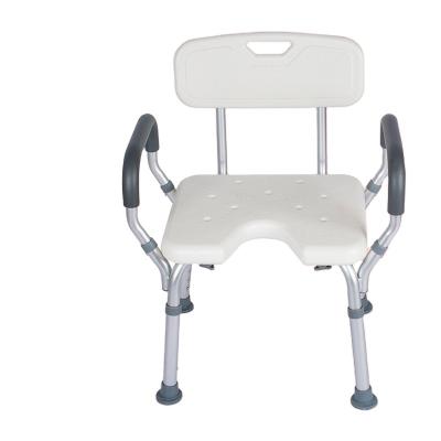 China Modern White Aluminum Bathroom Height Adjustable Shower Chair Bath Chair For Elderly And Disabled People for sale