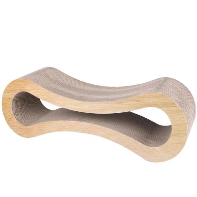 China New Viable Petto Fashion Design Figure 8 Shape Wavy Cat Scratcher Lounge Cat Scratcher Board Toy for sale