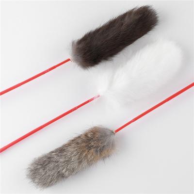 China New Arrival Factory Outlet Viable Par-to Pet Cat Toy Intimate Animal Fur Interactive Cat Stick Funny Rod for sale