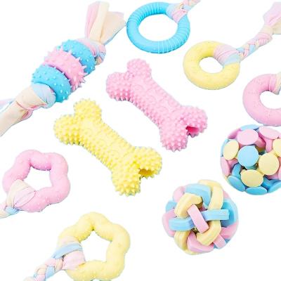 China Viable Animal-To-Molar Pet Bite-Resistant PVC TPR Rubber Ball Plush Cotton Rope Squeaker Voice For Dog Cat Toy for sale