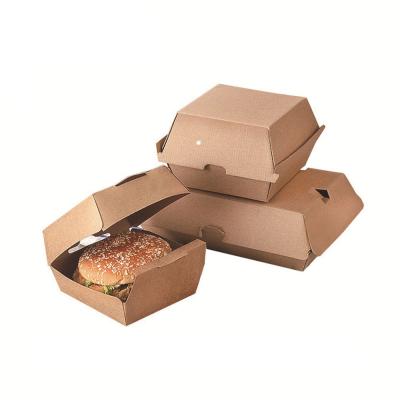 China Wholesale Eco-friendly Disposable Food Packaging Hamburger Corrugated Paper Box With High Quality Kraft Hamburger Box for sale