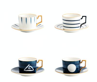 China Bone China Viable Nordic Single Cup Coffee Cup European Afternoon Tea Coffee Cup and Saucer Set for sale