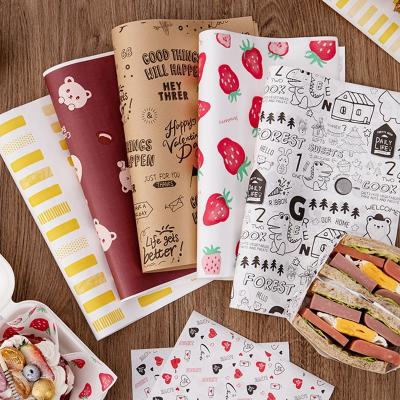 China Reusable Greaseproof Hamburger Wrapping Paper Parchment Baking Butter Sandwich Wrapper Biodegradable Custom Wrapping Food Safe Wax Paper for sale