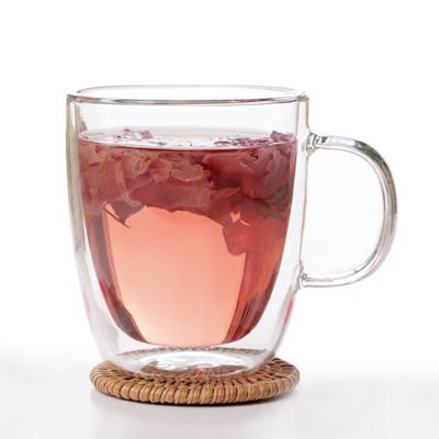 China Minimalist 250ml 350ml Double Wall Glass Mug With Handle And Without Handle Glass Mug for sale