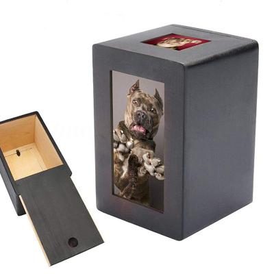 China New Customized Keranda Viable Peliharaan Enough Gray Pet Coffins Wholesale Pull Coin Lid To Seal Animal Urn for sale