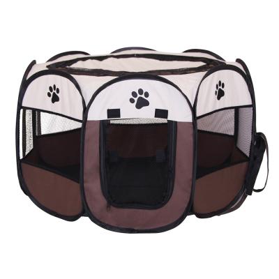 China Breathable New Design Printed Outdoor Octagonal Fenced Oxford Cloth Folding Cat Dog Pet Tent for sale