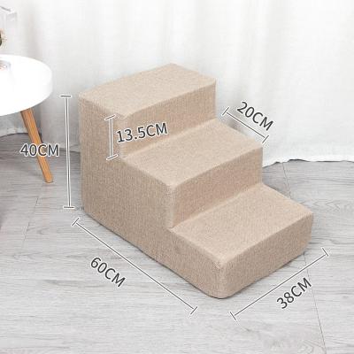 China Durable High Quality Light Brown Cover Fabric Non Slip Soft 35D Zipper Pet Climb Ladder for sale