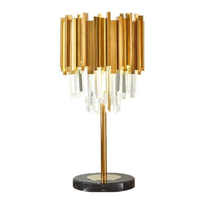 China Hot Sale Modern Luxury Gold Shade Desk Indoor Light Leaded Crystal Table Lamp For Hotel Bedside Lighting Fixtures for sale