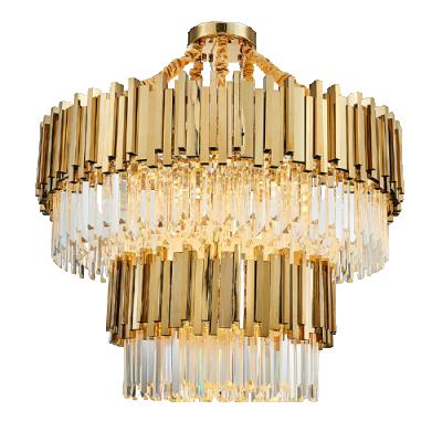 China Modern Luxury Large Gold K9 Crystal Chandelier Modern Round Decorative Wedding Pendant Lights for sale