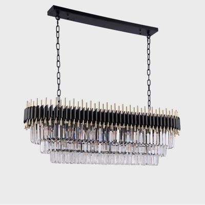 China Modern Nordic Led Crystal Chandelier Modern Black Luxury Rectangular Iron Large Pendant Lights For Decoration Lighting for sale