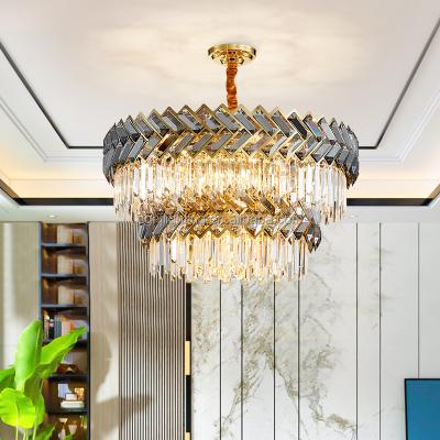 China Modern Wedding Decor Gold Chandelier Circle Modern Crystal Chandelier Indoor Lights for sale