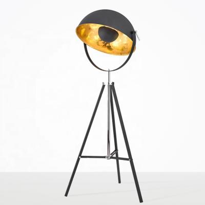 China Modern Hotel Black Gold E27 Post Stand Tripod Light Modern Floor Lamp For Living Room Lighting Fixtures for sale