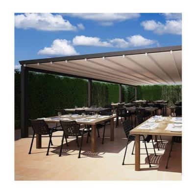 China Modern Waterproof Fire Retardant Windproof Double Top Sliding Aluminum Awning Retractable Led for sale