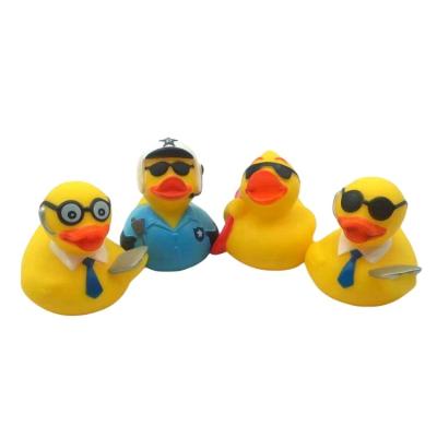 China Toy Factory Eco Friendly Plastic Toy Squeaky Toys Yellow Rubber Bath Duck With Glass Baby Bath Toys For Children for sale