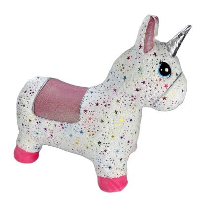 China Plush Inflatable Colorful Animal Bouncer Toy Jumping Horse With Clothes Jumping Animal Toy for sale