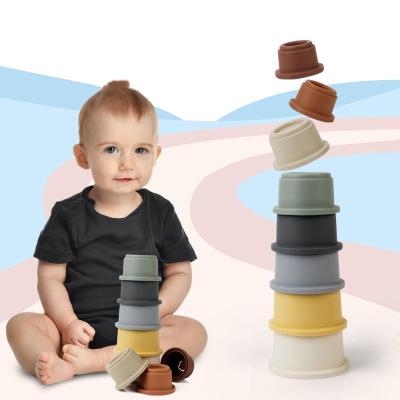 China Hot Sales Baby Toys Stacking Cup Nesting Cups Baby Bathing And Building Toy For Early Educational Grow for sale