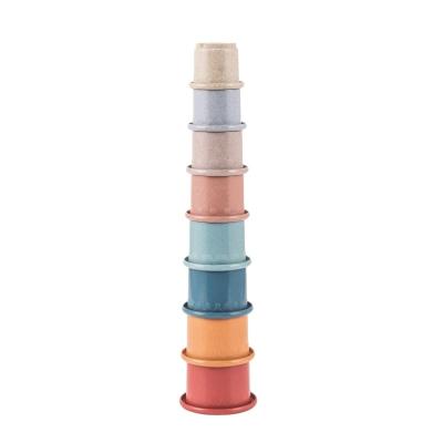 China Funny Wheat Straw Hourglass Stacking Cup RC Model Science Education Tub Stacking Ring Tower Toy for sale