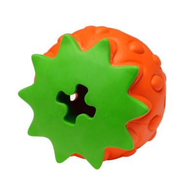 China 2021 Interactive Indestructible Strawberry Fruit Chew Driver Viable Puzzle Training Dog Toys Ball for sale