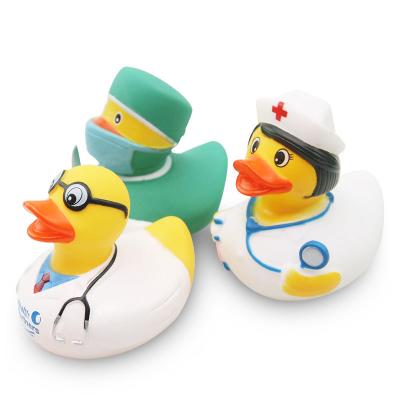 China Baby Toys Vinyl PVC Ducky Yellow Rubber Soft Plastic Doctor Leans Toddler Baby Water Bath Toys For Children for sale