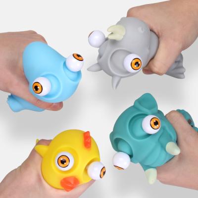 China Baby Toys Wholesale Horrible Plastic Monster Animal Eye Sound Squeeze PVC Jumping Stress Toys For Children for sale