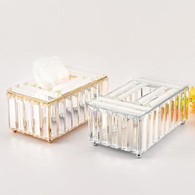 China European Ornament Crystal Tissue Box Europe Iron Tissue Box Decoration Hotel Restaurant Ornaments Napkin Tissue Box Office for sale