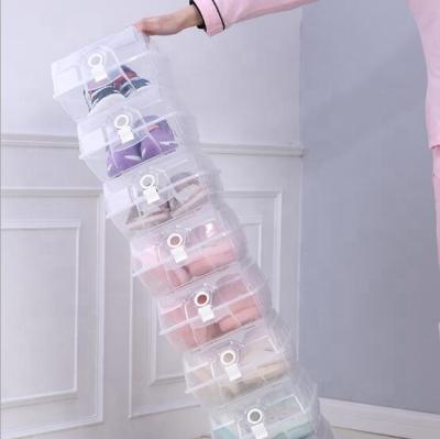 China Hot Sale Transparent Acrylic Shoe Box Drawer Type Viable Plastic Clear Women Shoe Box For Asia for sale