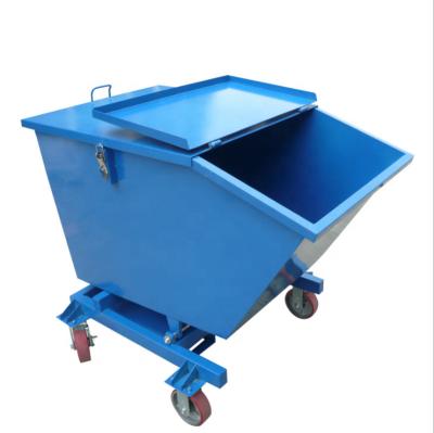 China Portable Forklift Two Pocket Hopper Waste Truck Self Dumping Steel Dump Cart Dumping Hopper for sale