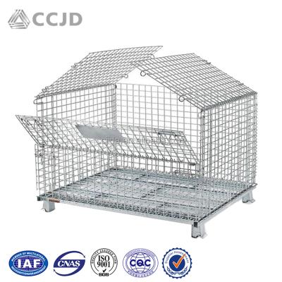 China Promotion Folding 20% ​​Delay Off Galvanized Steel Wire Customized Mesh Storage Cage for sale