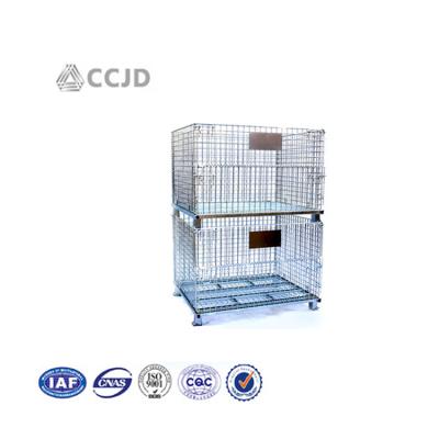 China Stainless Steel Crate Pallet Cage For Storage Lockable Cage With Wheels Wire Mesh Basket With Lid 50*50mm/50*100mm/100*100mm for sale