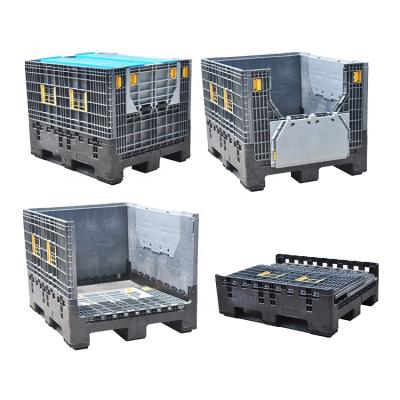 China New HDPE Recyclable Foldable Mesh Fruit Large Stackable Plastic Storage Transport Pallet Moving Boxes for sale