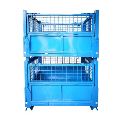 China Q235 Collapsible Metal Pallet Stackable Storage Mesh Box For Warehouse for sale