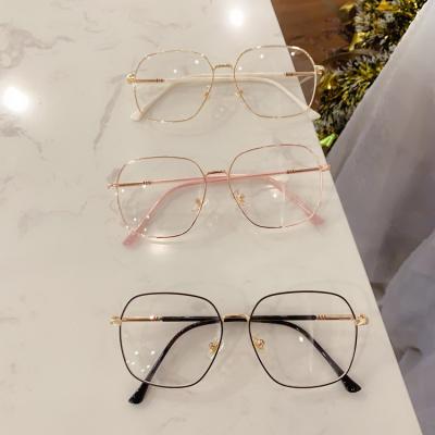 China Fashion Literary retro square big frame ladies metal wholesale myopia optical frame women eyewear men eyeglasses design eye glasses for sale