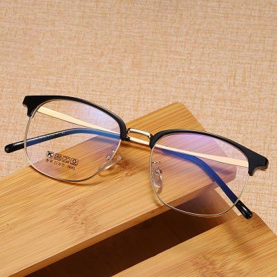 China Fashion Business half frame personality metal anti blue light myopia optical frame women eyewear men eyeglasses design eye glasses for sale