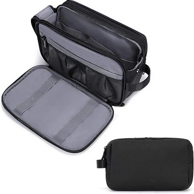 China Hot Sale Custom Made Black Waterproof Makeup Bag Bathroom Shower Cosmetic Bags Men Travel Toiletry Bag for sale