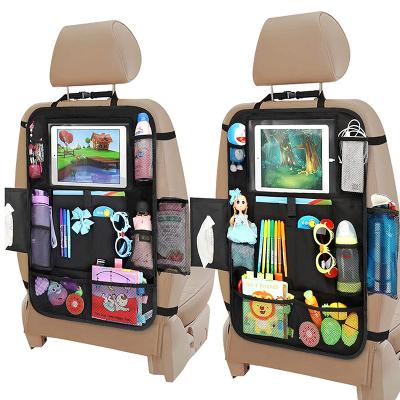 China New Product Waterproof Storage Organizer Car Backseat Organizer With Touch Screen Tablet Holder Car Seat Organizer for sale