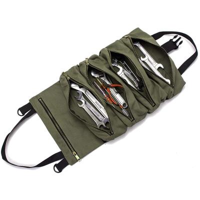 China Multifuction Portable Tool Bags High Quality Roll Up Tool Bag With 5 Zippers Multifunction Portable Foldable Pocket Tool Roll Up Bag Electrician Tool Bag for sale