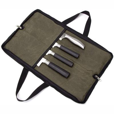 China Wholesale Durable Canvas Chef Knife Bag Waxed Roll Bag Camping Kitchen Picnic Travel Knife Bag Chef Knife Bag for sale