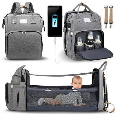 China With USB Factory Custom Waterproof Diaper Bag Diaper Bag Backpack Mommy Baby Diaper Bag With Changing Station for sale