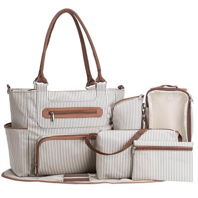 China Custom Water Resistant Diaper Bag One Shoulder Women Handbags For Baby Care Mommy Diaper Maternity Bags for sale